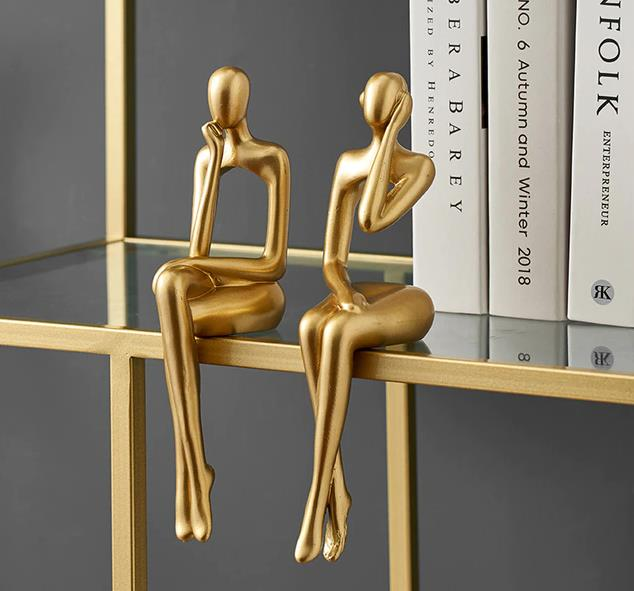 İskandinav Tarz Dekoratif 2 Adet Soyut Düşünen Heykel Biblo Ev Dekorasyon Raf Dekoru Oturma Odası Aksesuar Müzik Düşünen