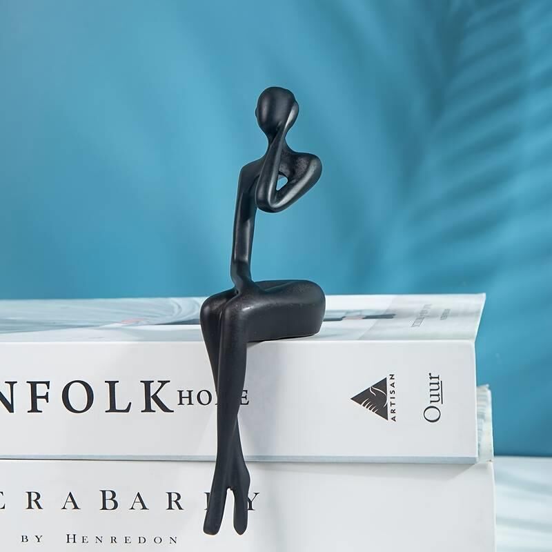 İskandinav Tarz Dekoratif 1 Adet Tekli Soyut Düşünen Heykel Biblo Ev Dekorasyon Raf Dekoru Oturma Odası Aksesuar Müzik Dinleyen