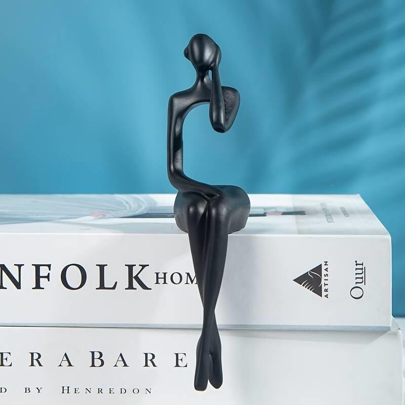 İskandinav Tarz Dekoratif 1 Adet Tekli Soyut Düşünen Heykel Biblo Ev Dekorasyon Raf Dekoru Oturma Odası Aksesuar Müzik Dinleyen