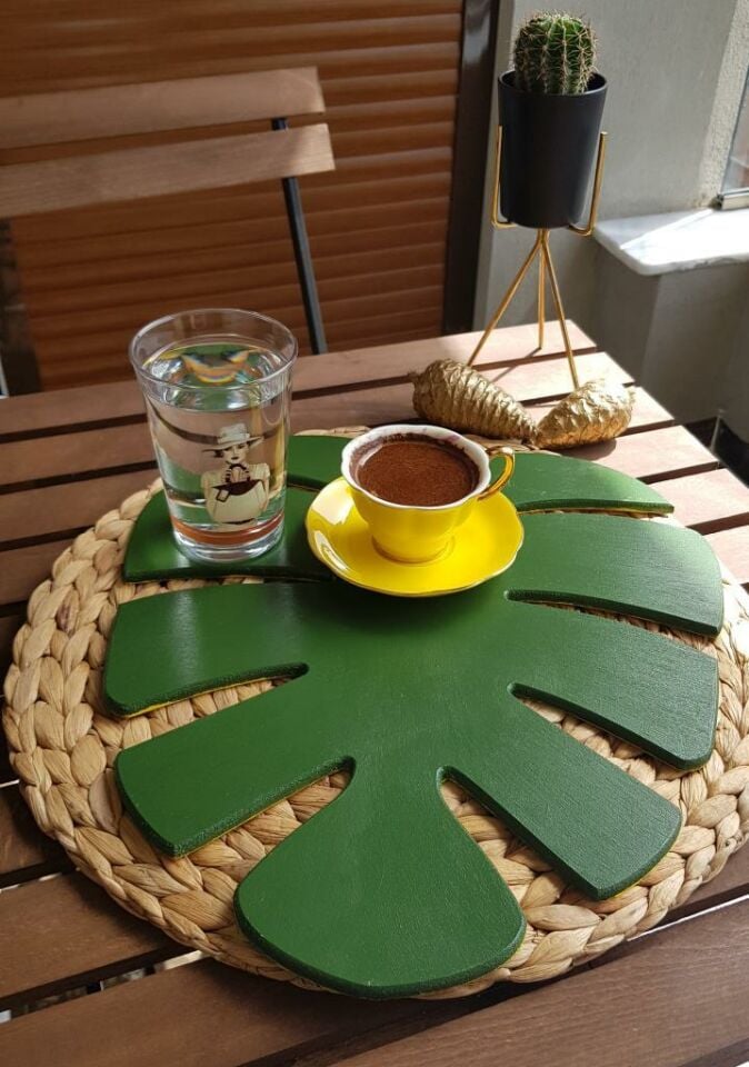 Yaprak Desenli Ahşap Supla