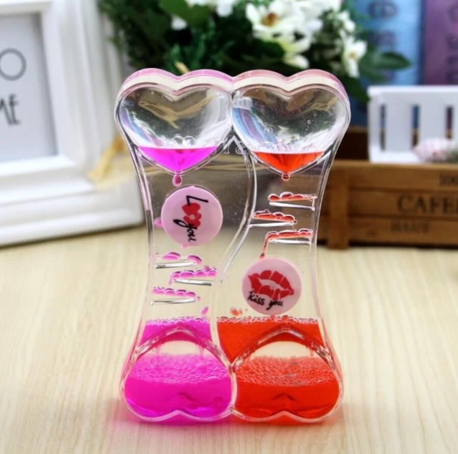 Kalp Figürlü Sıvı Kum Saati Masa Dekoru Hediye Dekorasyon