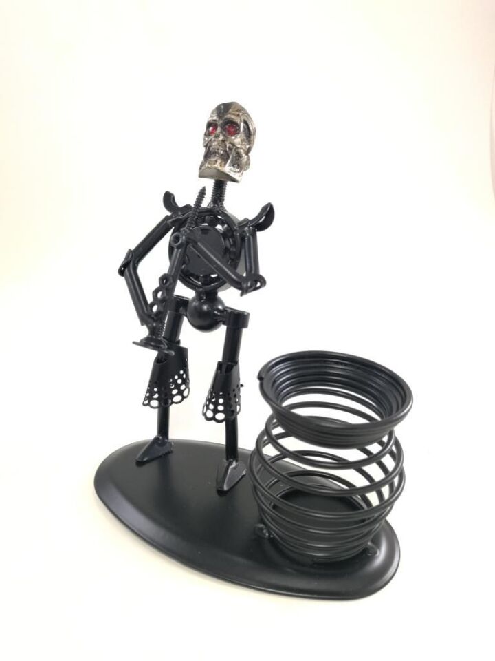 Dekoratif Müzisyen Kuru Kafa Metal Kalemlik Masa Dekoru Masa Kalemliği