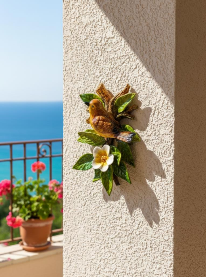 Dekoratif Canlı Renk Dal Üstünde Kuş Duvar Dekoru Polyester Dekoratif Duvar Süsü  Doğa Temalı Ev Ofis Aksesuarı