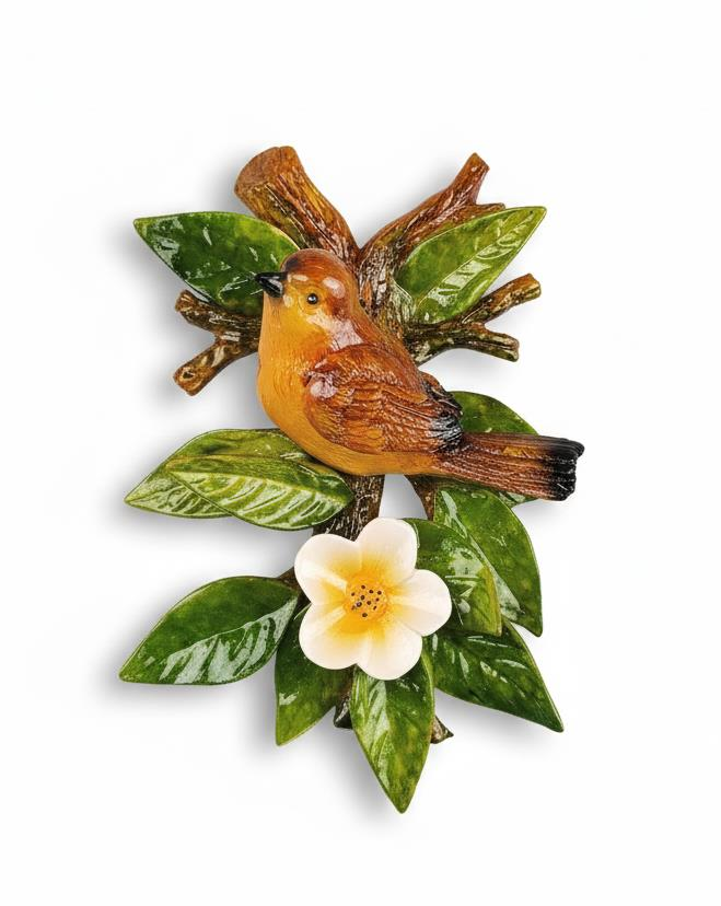 Dekoratif Canlı Renk Dal Üstünde Kuş Duvar Dekoru Polyester Dekoratif Duvar Süsü  Doğa Temalı Ev Ofis Aksesuarı