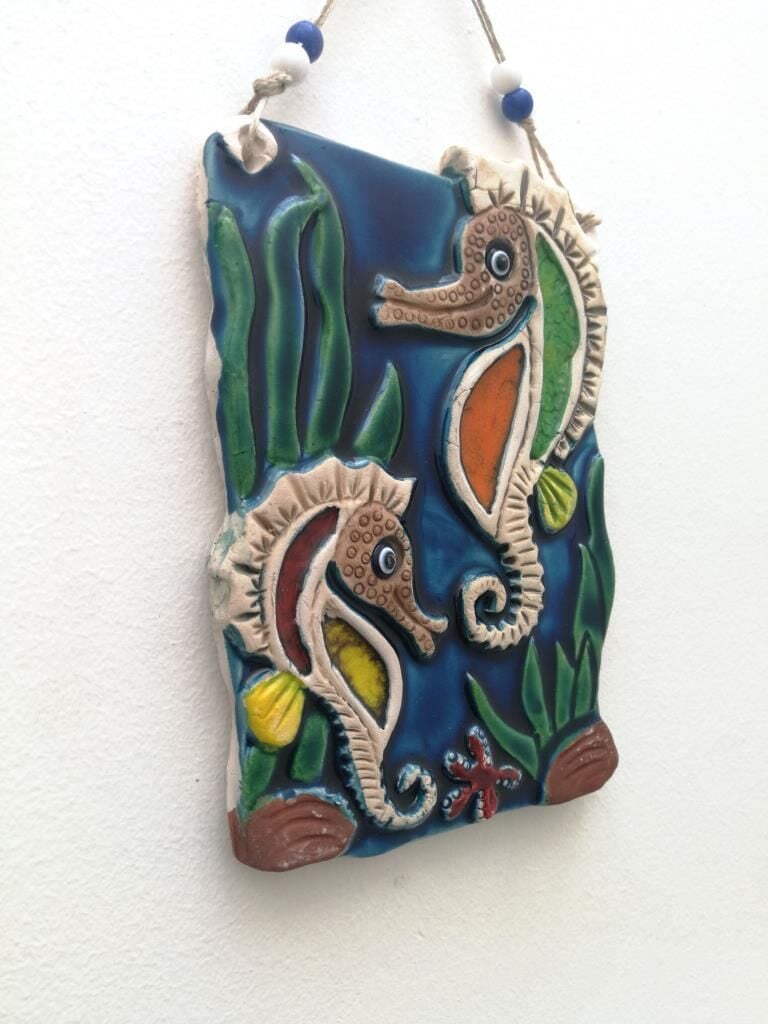 Seramik Denizatı Çifti Dekoratif Duvar Süsü