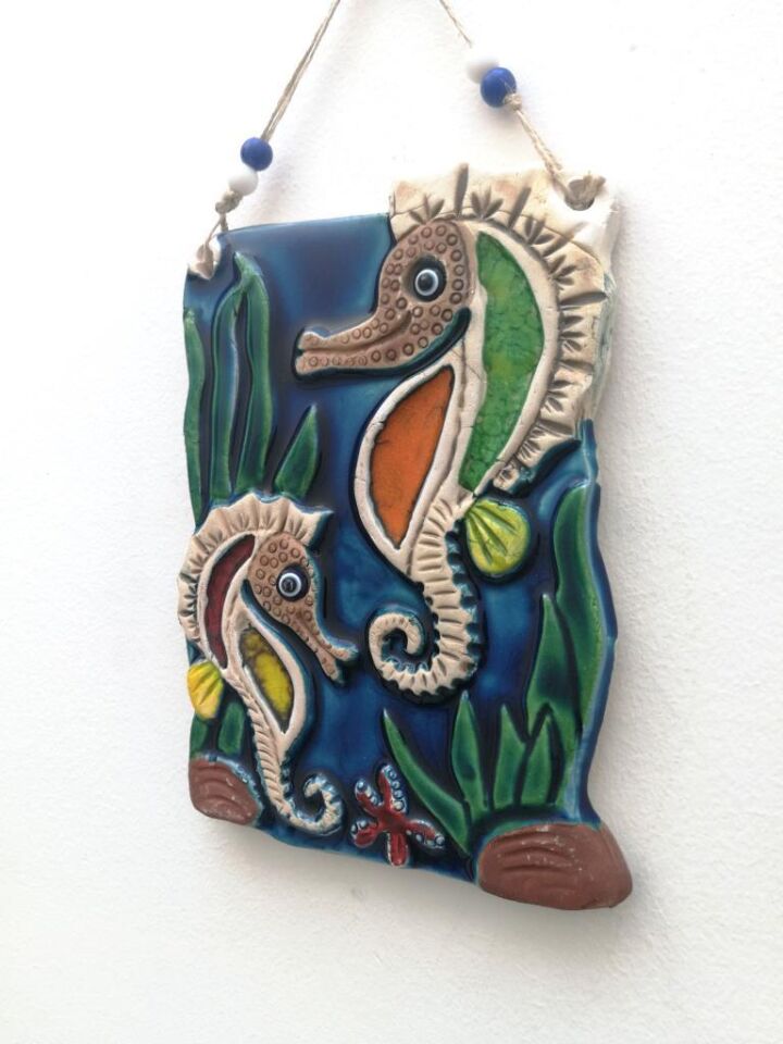 Seramik Denizatı Çifti Dekoratif Duvar Süsü