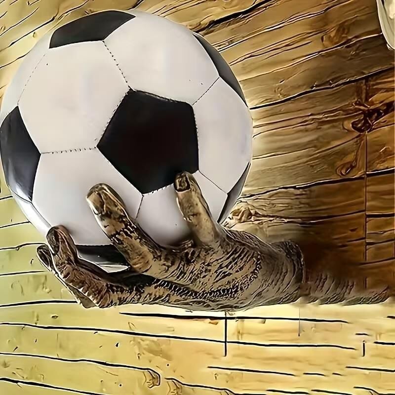 Dekoratif El Şeklinde Duvara Monte Basketbol,Futbol Topu Tutucu Reçine Oda Dekoru Top Saklama için İdeal Spor Temalı Oda Dekoru