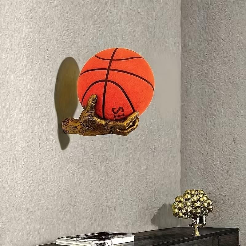 Dekoratif El Şeklinde Duvara Monte Basketbol,Futbol Topu Tutucu Reçine Oda Dekoru Top Saklama için İdeal Spor Temalı Oda Dekoru