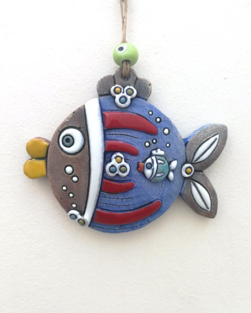 Özel Tasarım Sevimli Tombul Balık Seramik Duvar Süsü