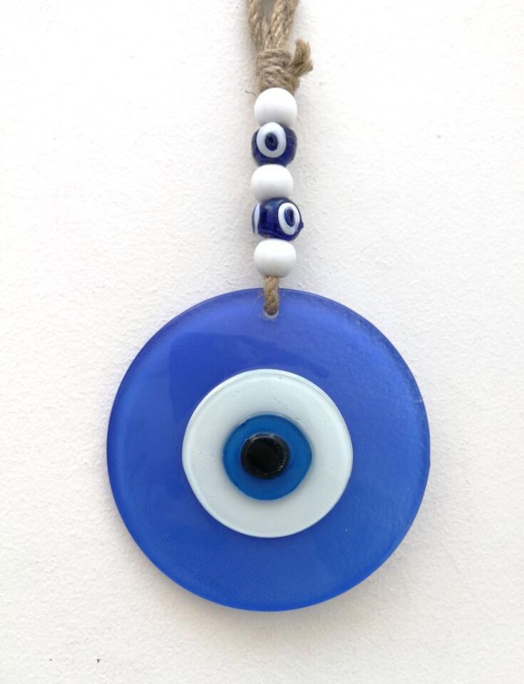 Renkli Cam Nazarlık Duvar Süsü Hediyelik Nazar Boncuğu