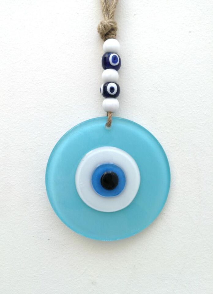 Renkli Cam Nazarlık Duvar Süsü Hediyelik Nazar Boncuğu