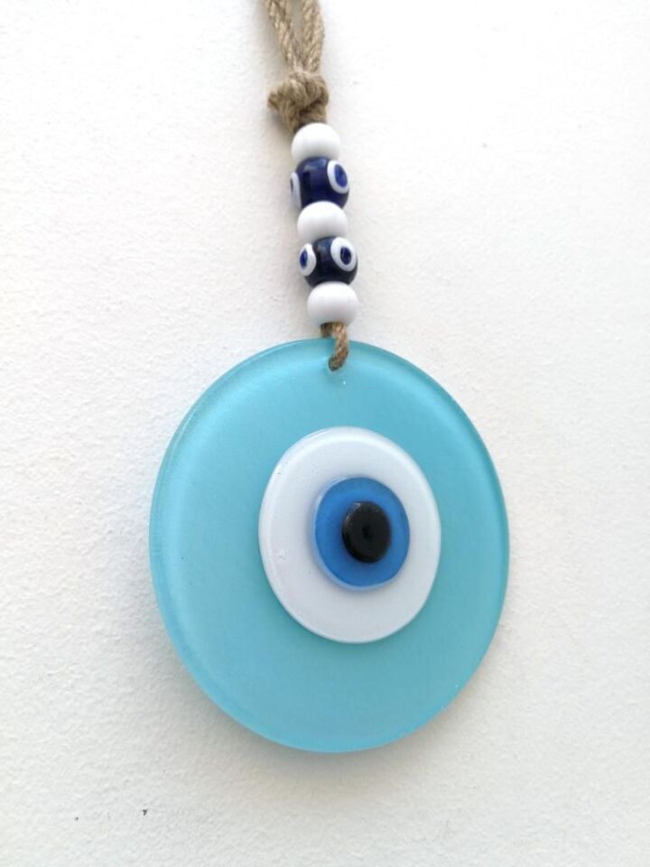 Renkli Cam Nazarlık Duvar Süsü Hediyelik Nazar Boncuğu