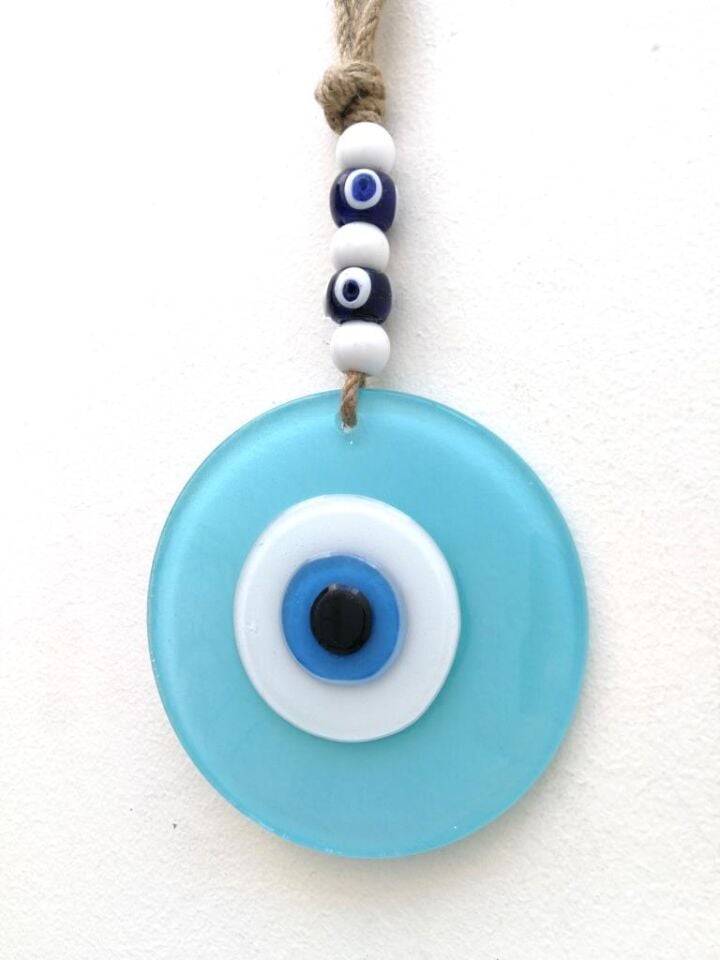 Renkli Cam Nazarlık Duvar Süsü Hediyelik Nazar Boncuğu