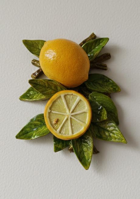 Dekoratif Canlı Renk Dal Üstünde Limon Duvar Dekoru Dekoratif Duvar Süsü  Doğa Temalı Ev Ofis Mutfak Salon Aksesuarı