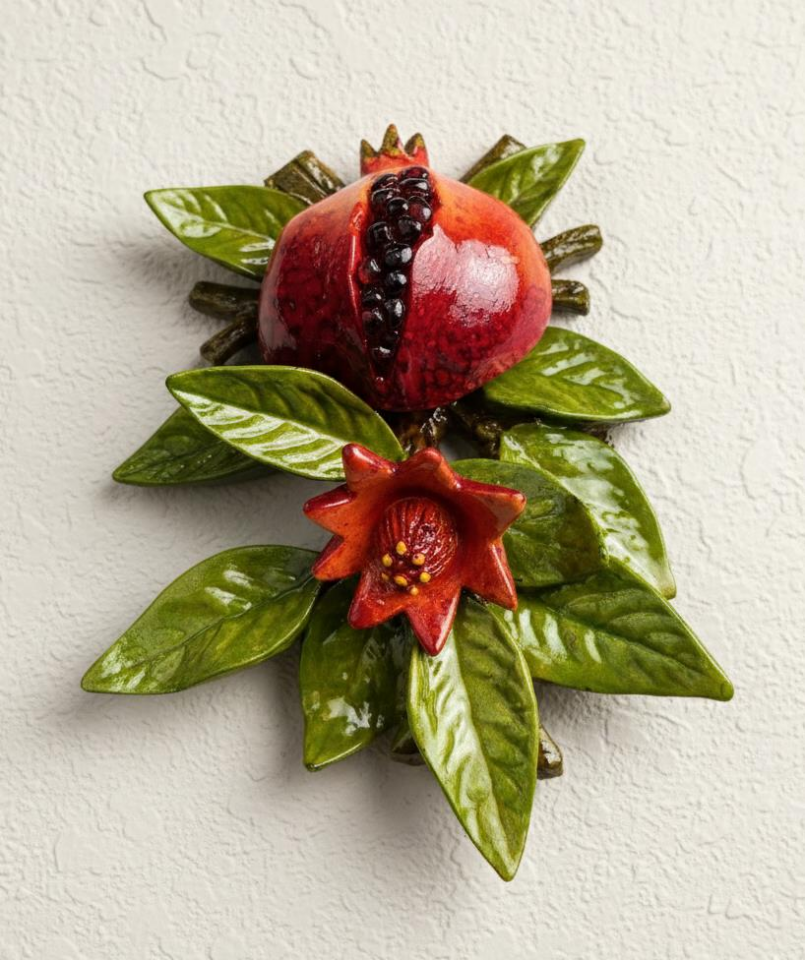 Dekoratif Canlı Renk Dal Üstünde Nar Duvar Dekoru Dekoratif Duvar Süsü  Doğa Temalı Ev Ofis Mutfak Salon Aksesuarı