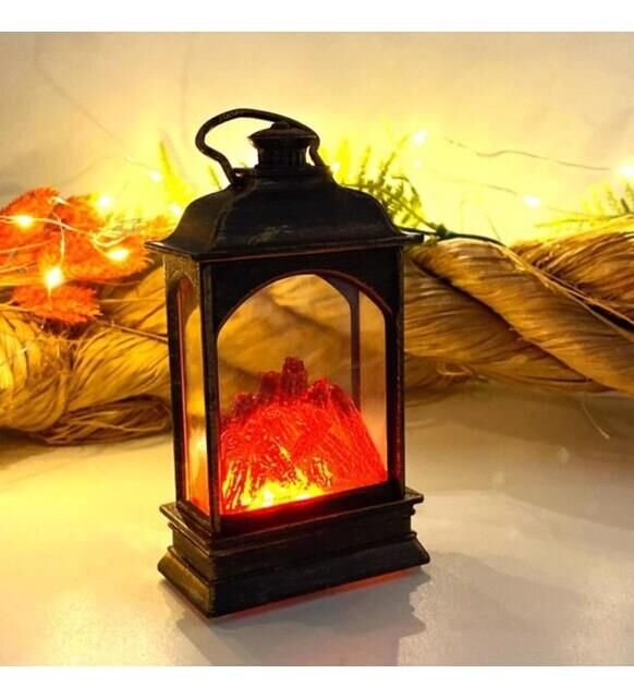 Dekoratif Şömine Pilli Fener Yılbaşı Süslemesi