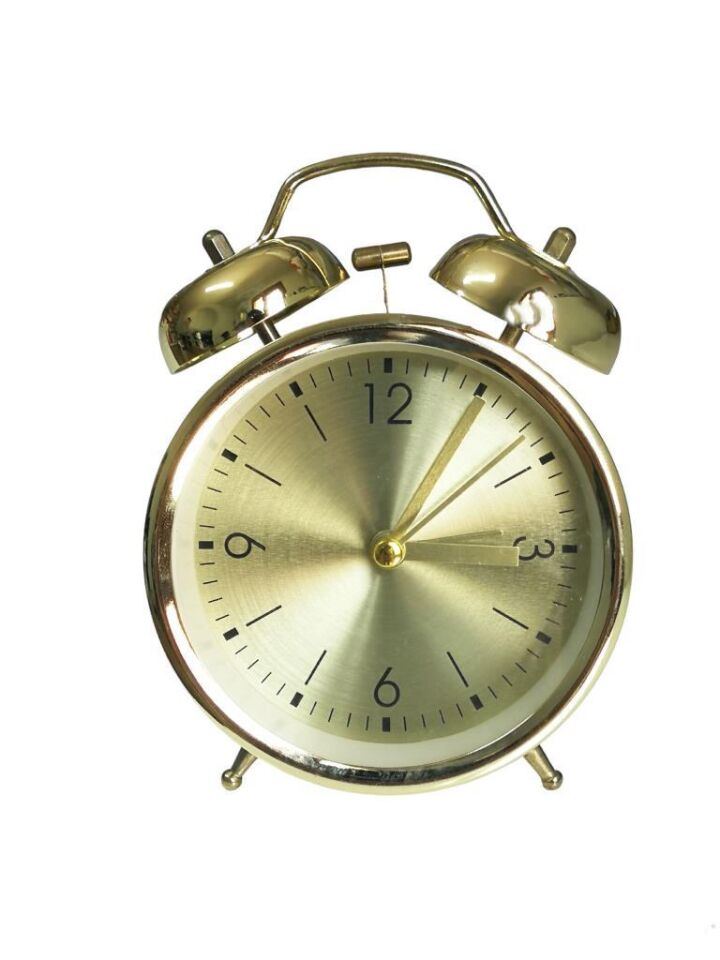 Dekoratif Metal Işıklı Çalar Saat Ev Ofis Dekorasyon Masa Saati ALTIN