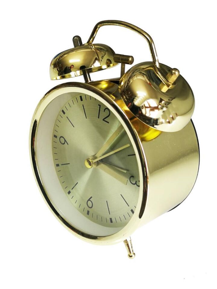 Dekoratif Metal Işıklı Çalar Saat Ev Ofis Dekorasyon Masa Saati ALTIN