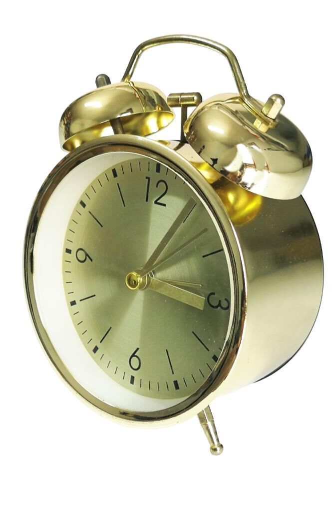 Dekoratif Metal Işıklı Çalar Saat Ev Ofis Dekorasyon Masa Saati ALTIN