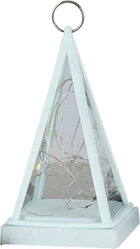 Dekoratif Piramit Figürlü Led Işıklı Aydınlatma Yılbaşı Doğum Günü Özel Gün Asılabilir Dekorasyon Beyaz