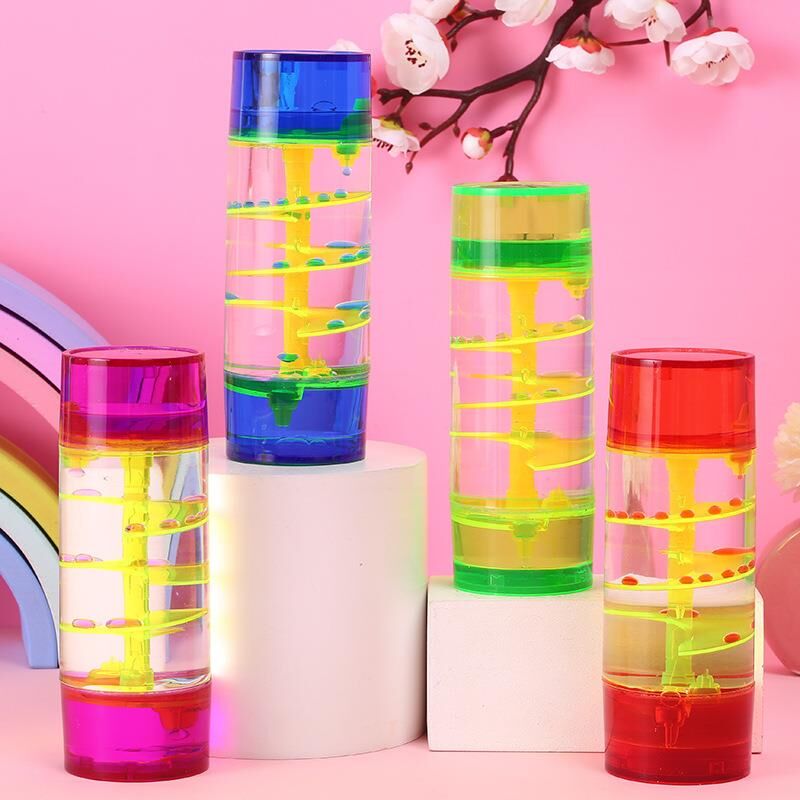 Dekoratif Silindir Şekilli Sıvı Kum Saati Masa Dekoru Hediye Dekorasyon