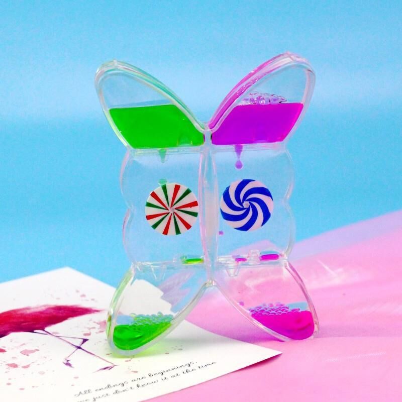 Kelebek Figürlü Sıvı Kum Saati Masa Dekoru Hediye Dekorasyon