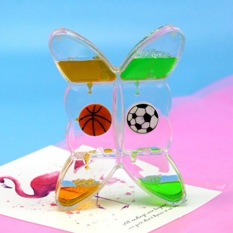 Kelebek Figürlü Sıvı Kum Saati Masa Dekoru Hediye Dekorasyon Sarı Yeşil