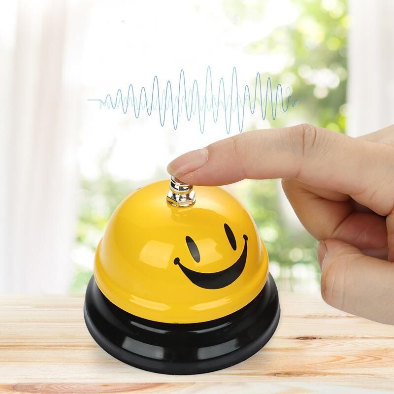 Metal Gülen Yüz Renkli Masa Otel Resepsiyon Zili SARI