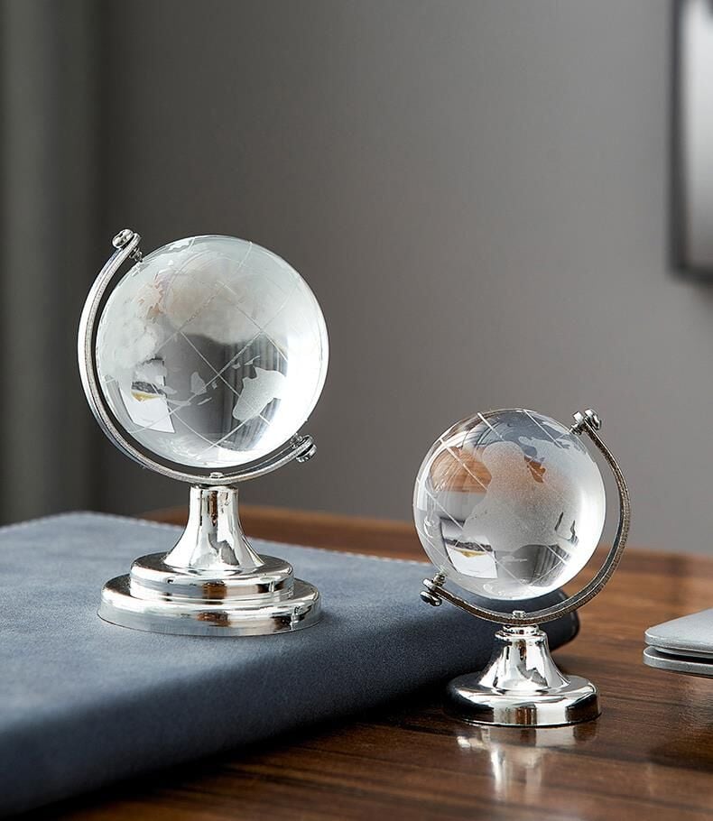 Dekoratif Cam Dünya Küresi Masa Ofis Dekoru 6x9 cm