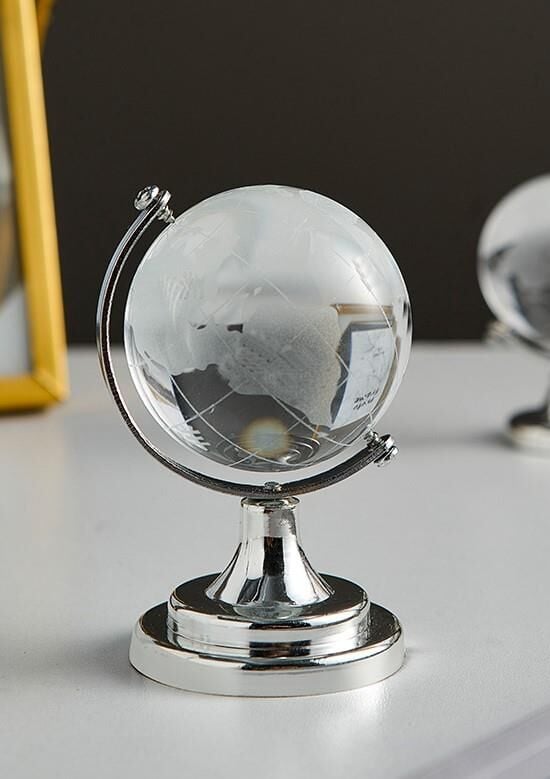 Dekoratif Cam Dünya Küresi Masa Ofis Dekoru 8x12 cm