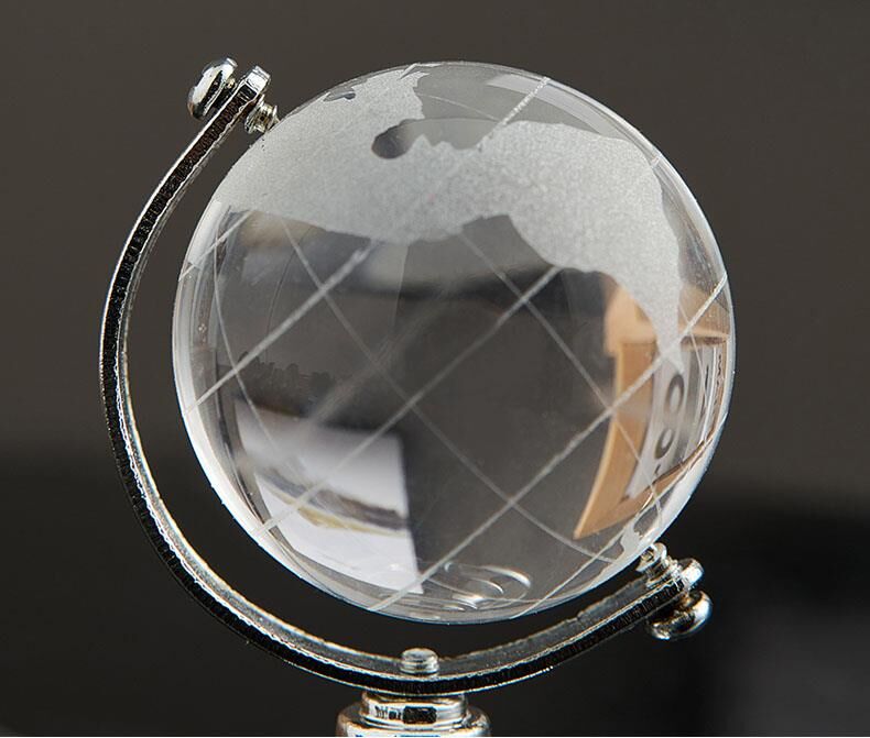 Dekoratif Cam Dünya Küresi Masa Ofis Dekoru 8x12 cm