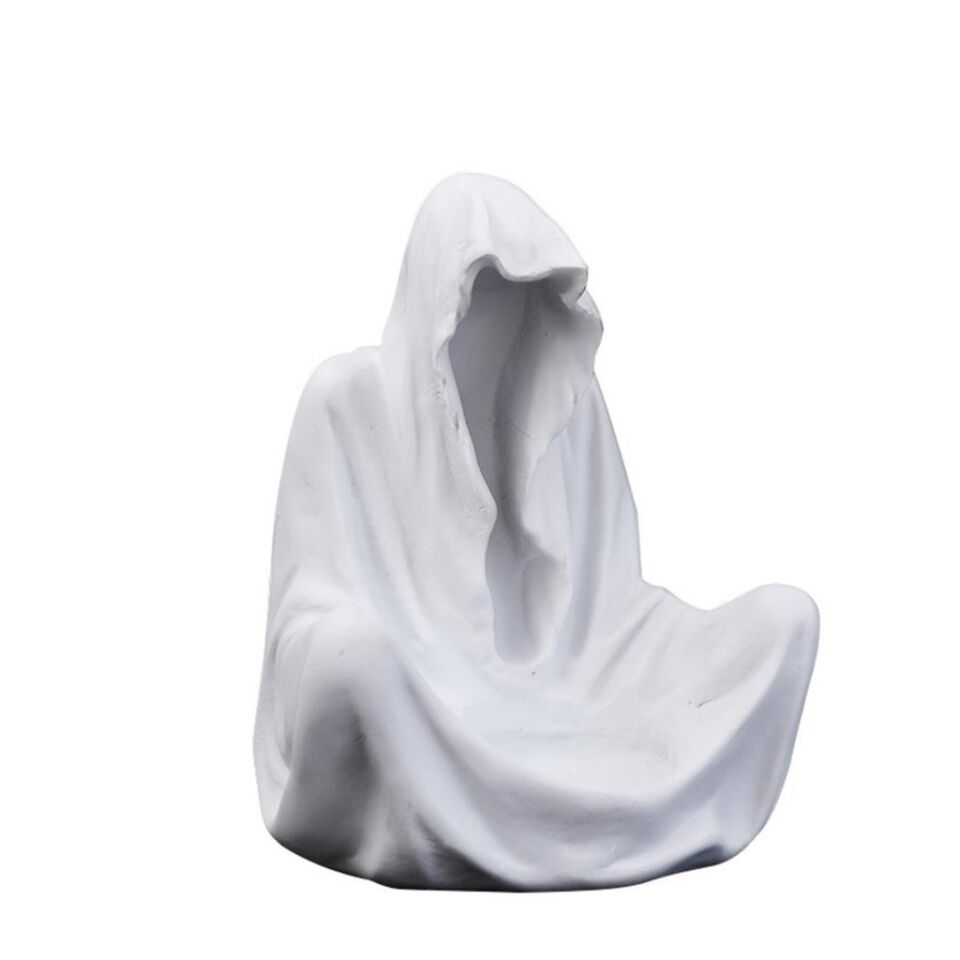 Dekoratif Ghost Hayalet Figürlü Tealight Mumluk Ev Dekoru Ofis Dekoru Süs Beyaz
