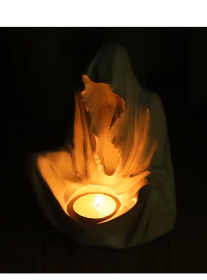 Dekoratif Ghost Hayalet Figürlü Tealight Mumluk Ev Dekoru Ofis Dekoru Süs Beyaz