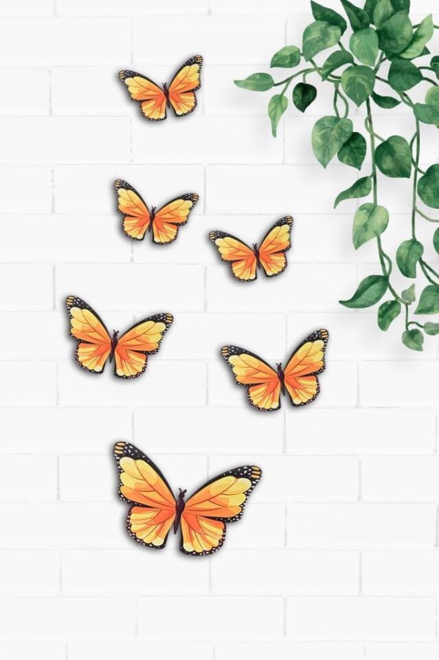 Dekoratif Ahşap Altılı  Kelebek Duvar Dekoru