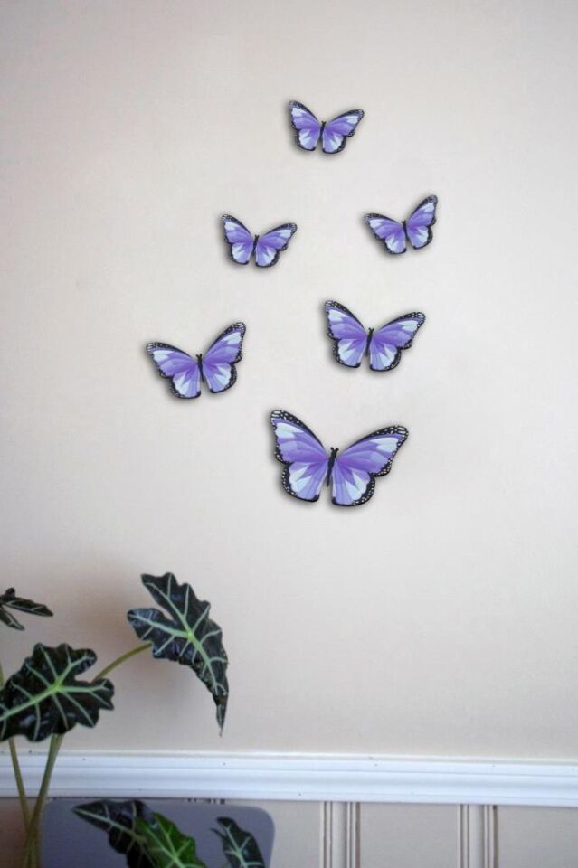 Dekoratif Ahşap Altılı  Kelebek Duvar Dekoru