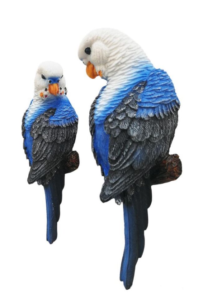 Dekoratif İkili Muhabbet Kuşu Duvar Süsü Dekoru MAVİ