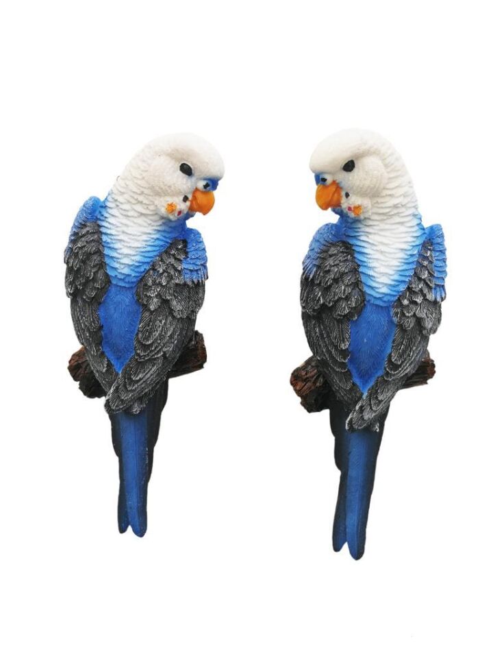 Dekoratif İkili Muhabbet Kuşu Duvar Süsü Dekoru MAVİ