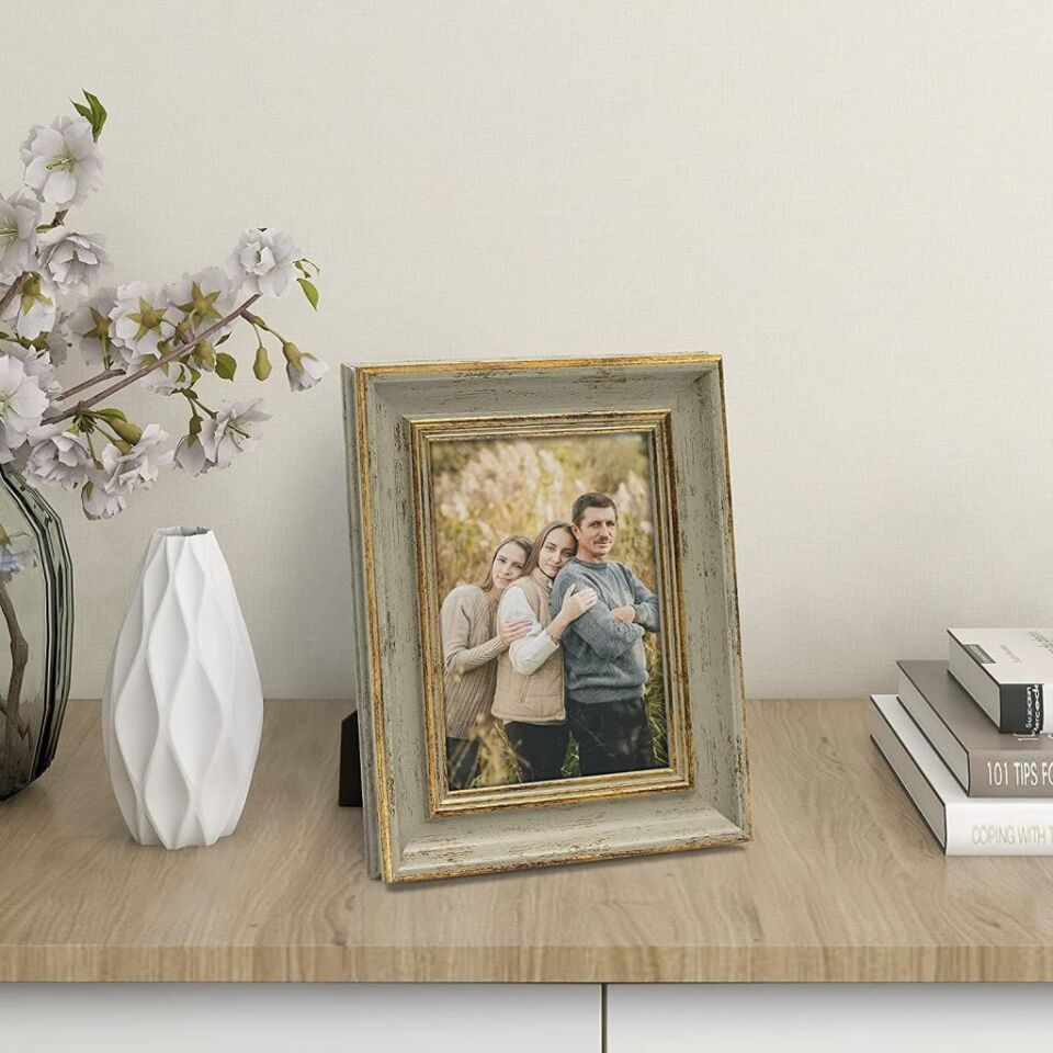 Ahşap Büyük Boy Vintage Fotoğraf Çerçevesi Masa Çerçevesi Duvar Çerçevesi A4/21 cm x 29.7 cm YEŞİL
