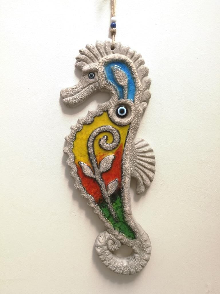 Seramik Denizatı Dekoratif El İşi Duvar Süsü Büyük Boy Nazarlık