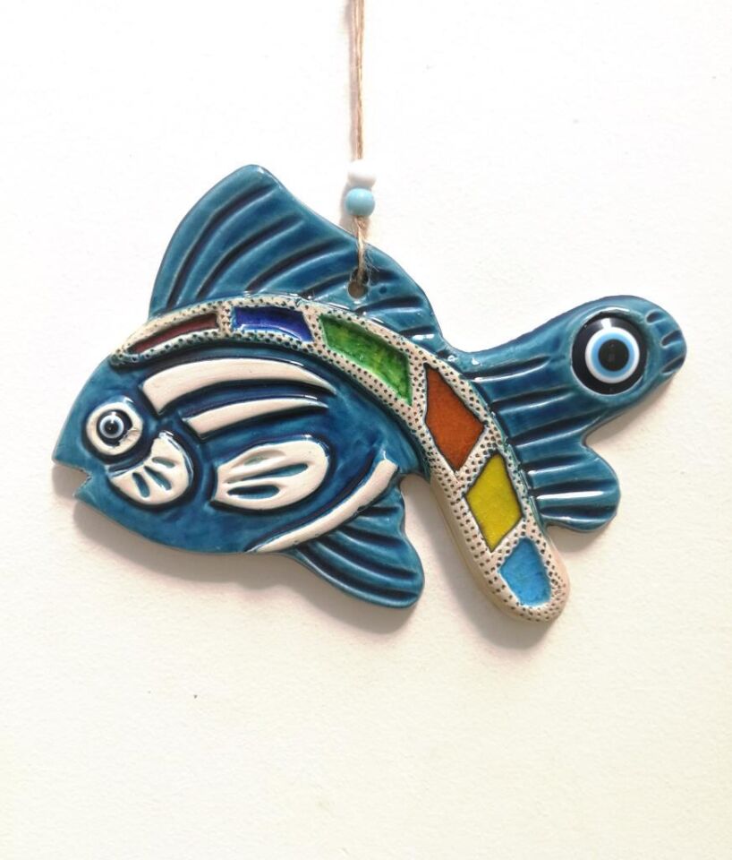 Seramik Balık El İşi Duvar Süsü Nazarlık