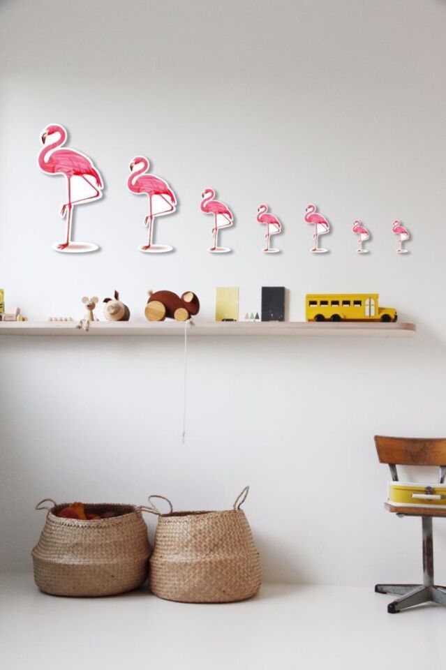 Lazer Kesim 7 Parça Ahşap Flamingo Duvar Süsü