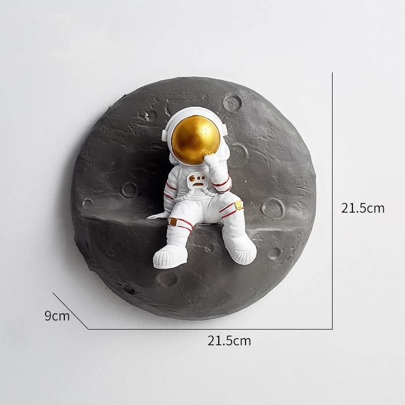 Dekoratif Modern Büyük Boy Üçlü Astronot ve Ay Figürlü Çocuk Odası Dekor Ev Duvar Dekorasyon