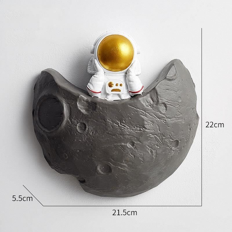 Dekoratif Modern Büyük Boy Üçlü Astronot ve Ay Figürlü Çocuk Odası Dekor Ev Duvar Dekorasyon