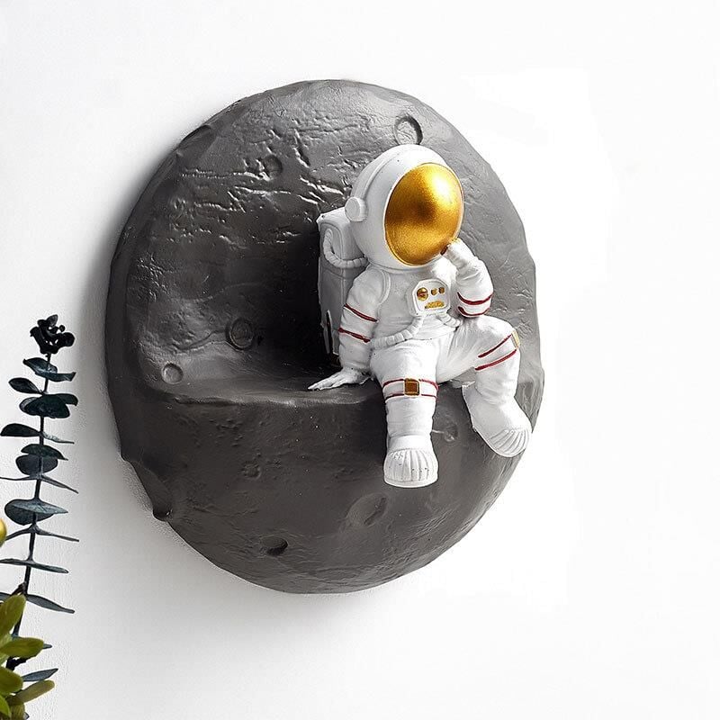 Dekoratif Modern Büyük Boy 1 Adet Astronot ve Ay Figürlü Ev Dekoru Çocuk Odası Duvar Dekoru