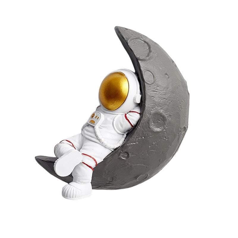 Dekoratif Modern Büyük Boy 1 Adet Yatan Astronot ve Ay Figürlü Ev Dekoru Çocuk Odası Duvar Dekoru