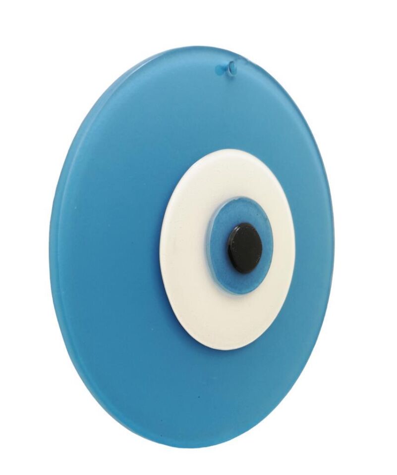 Büyük Boy Cam Nazarlık Nazar Boncuğu Lüks Kalite 20 cm Çap El Işi Mavi