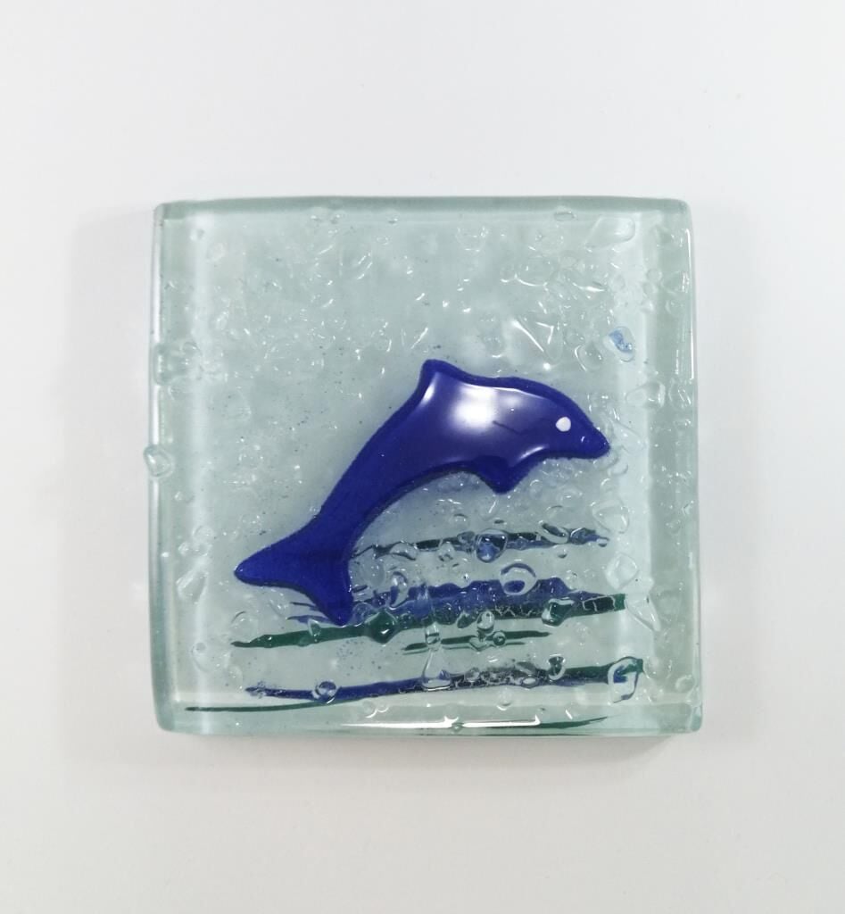 Dekoratif Yunus Cam Kapak Banyo Gider Süsü 10X10 cm