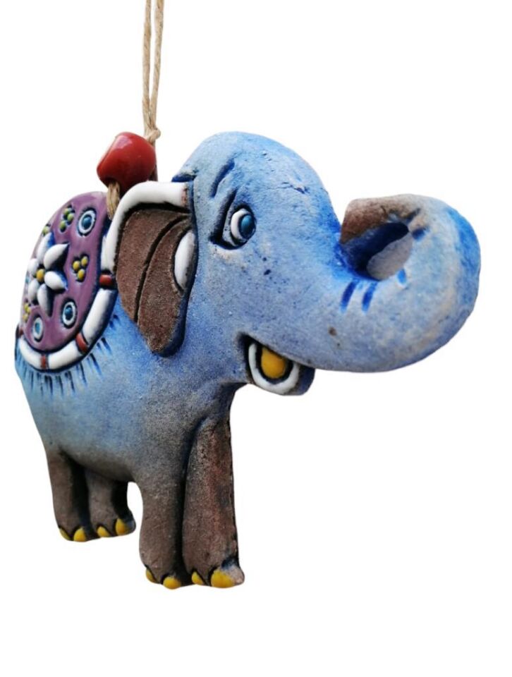 Özel Tasarım Semer Detaylı Seramik Fil Duvar Süsü