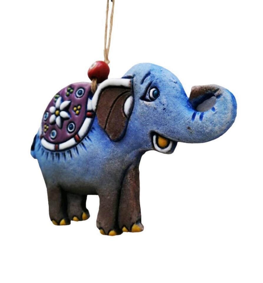 Özel Tasarım Semer Detaylı Seramik Fil Duvar Süsü