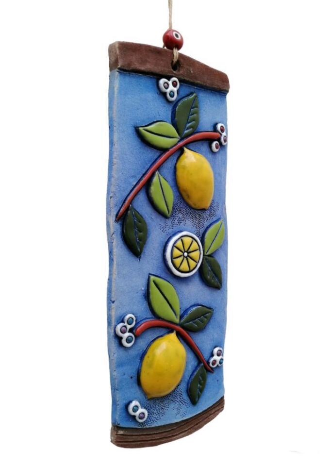 Özel Tasarım Seramik Limon Ağacı Dekoratif Duvar Süsü Ev Bahçe Duvar Dekorasyon